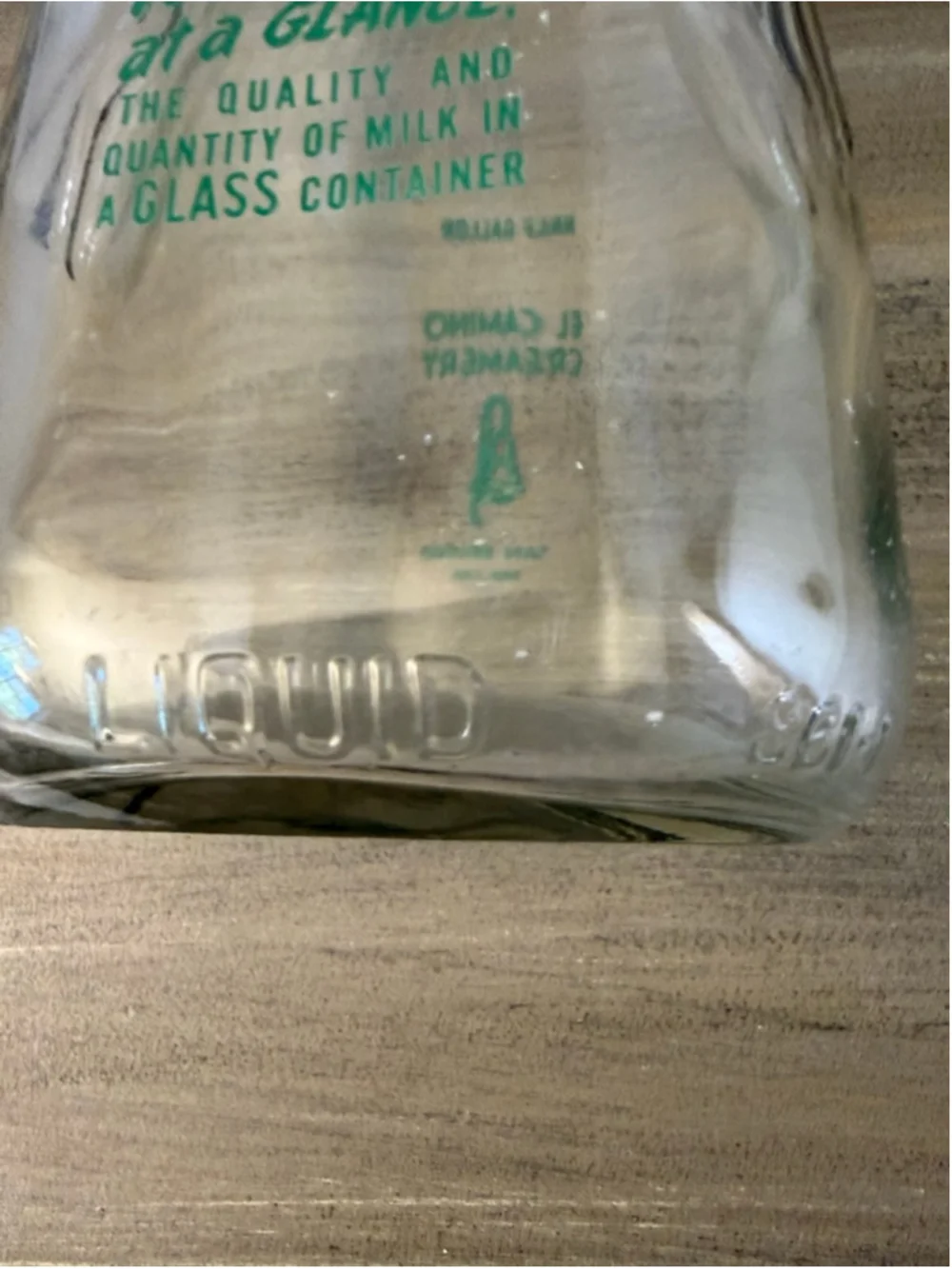 vintage El Camino Creamery half-gallon glass milk bottle San Bruno, CA